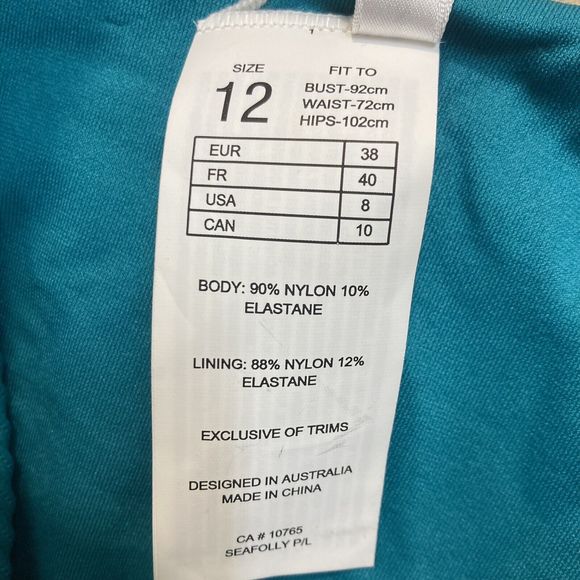 Seafolly Australia Women’s US Sz 8 AU 12 High Cut Swim Bikini Bottom Teal NWOT - Picture 4 of 6